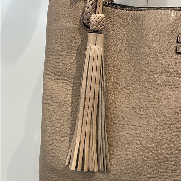 Tory Burch Tan Pebbled Leather Tote with Tassel - Picture 4 of 12